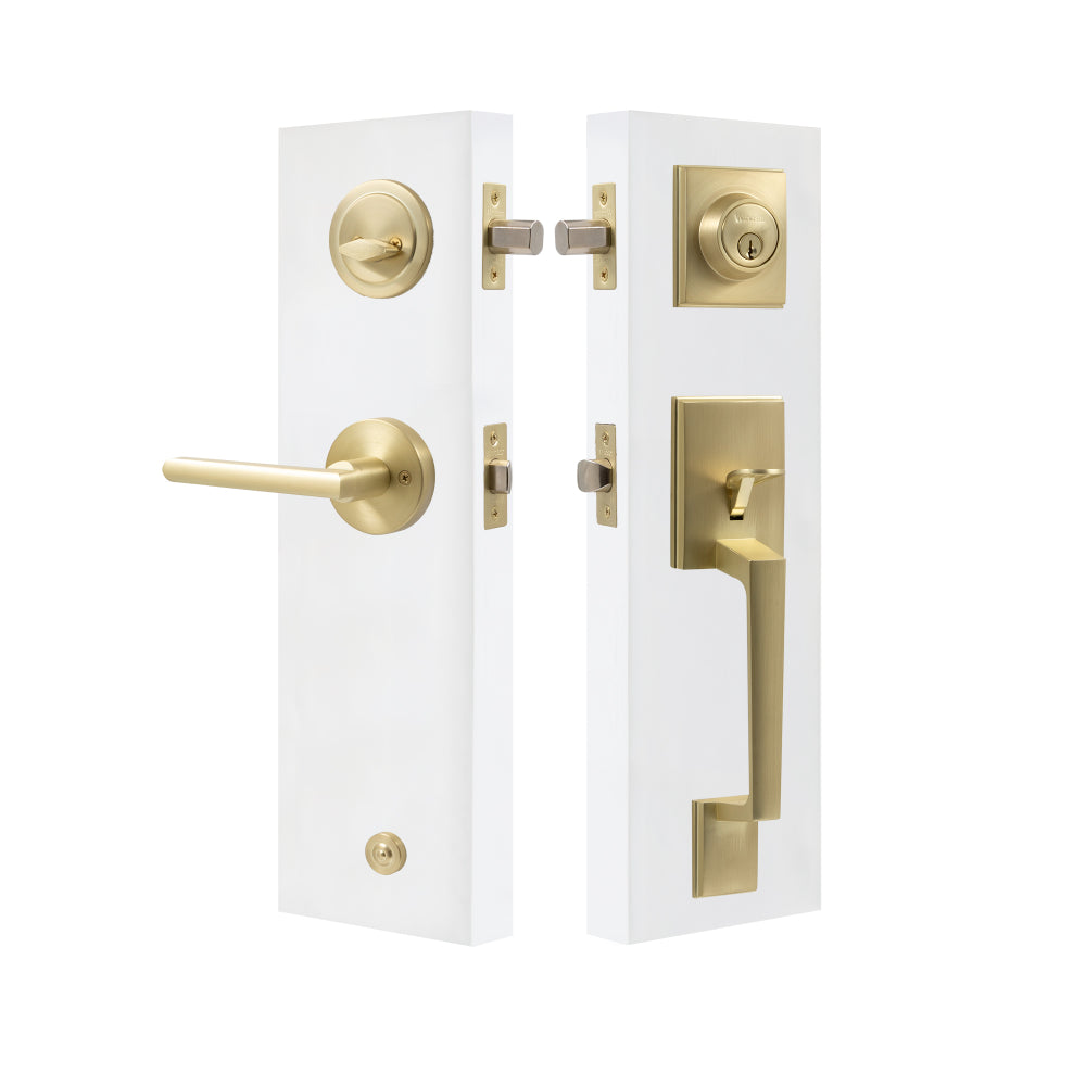 Gripset Square with Lever in Matt Satin Brass