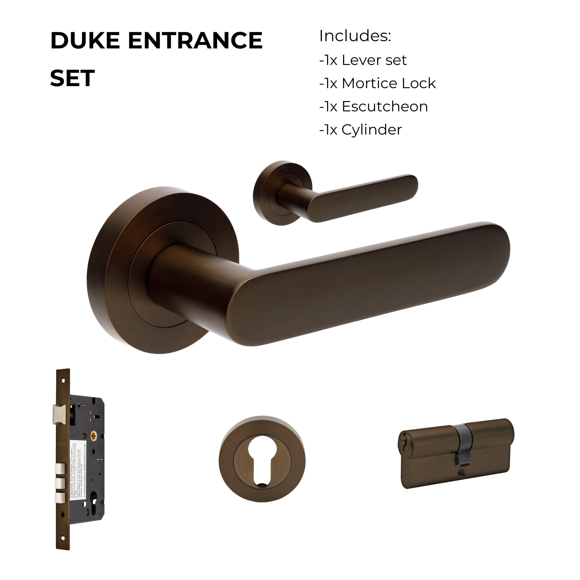 Duke Entrance Set - Includes 10090, 1143, 7020.2 & 1147 (70mm Key/Key) in Ember Bronze