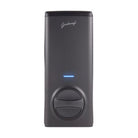Allegion Gainsborough Mode Smart Deadbolt installed on a door, featuring a sleek black finish and digital keypad for secure access.