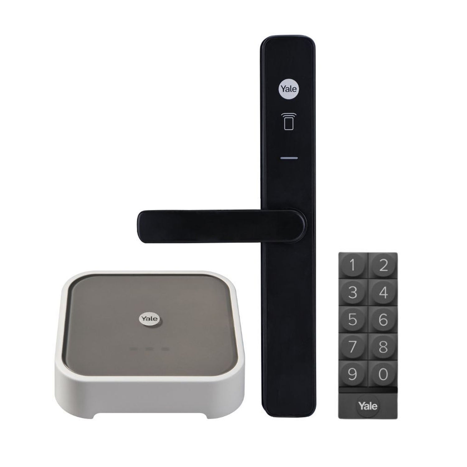 YALE UNITY SECURITY DOOR LOCK MATT BLACK WITH CONNECT PLUS BRIDGE AND SMART KEYPAD in Matt Black