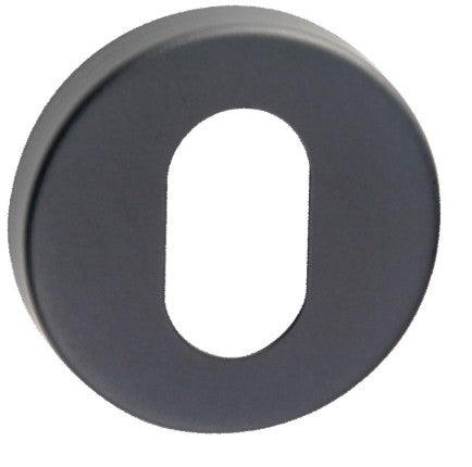Cylinder Escutcheon, Round, Oval Punch, Stainless Steel, Ø52mm Two part 'A' type concealed fix. (Each) in Black Teflon