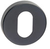 Cylinder Escutcheon, Round, Oval Punch, Stainless Steel, Ø52mm Two part 'A' type concealed fix. (Each) in Black Teflon