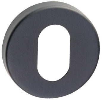 Cylinder Escutcheon, Round, Oval Punch, Stainless Steel, Ø52mm Two part 'A' type concealed fix. (Each) in Black Teflon