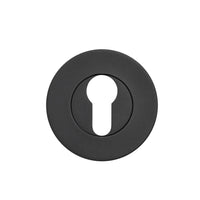 Momo EURO Cylinder Escutcheon Set with a sleek matte black finish, designed to cover and protect door cylinder hardware.