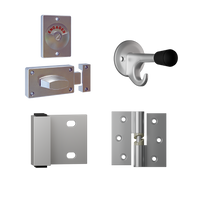 Essential Non-Concealed SCP Kit- Contains; 3x 106 RHHO Gravity Hinges, 1x 100 Lockset, 1x 101 Bumper, 1x 102 Hook & Universal Screw Fixings   in Satin Chrome