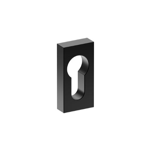 Cylinder Escutcheon, Rectangular, Euro Punch, 50 x 25mm. Concealed Fix. (Each) in Black