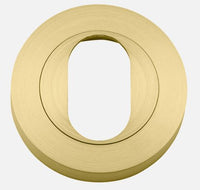 Escutcheon Oval Round Pair Brushed Gold PVD D52xP10mm in Satin Brass PVD