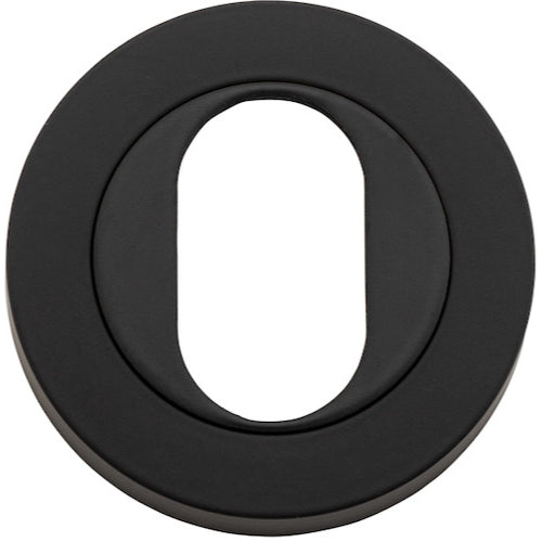 Escutcheon Oval Round Pair Matt Black D52xP10mm in Matt Black