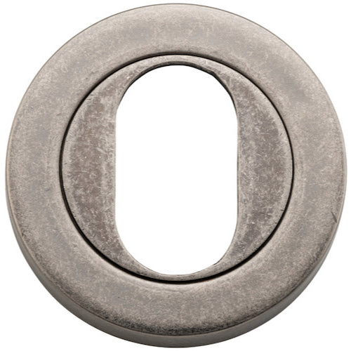 Escutcheon Oval Round Pair Distressed Nickel D52xP10mm in Distressed Nickel