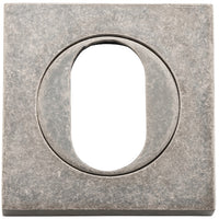 Escutcheon Oval Square Pair Distressed Nickel H52xW52xP10mm in Distressed Nickel