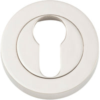 Escutcheon Euro Concealed Fix Round Pair Polished Nickel D52xP10mm in Polished Nickel