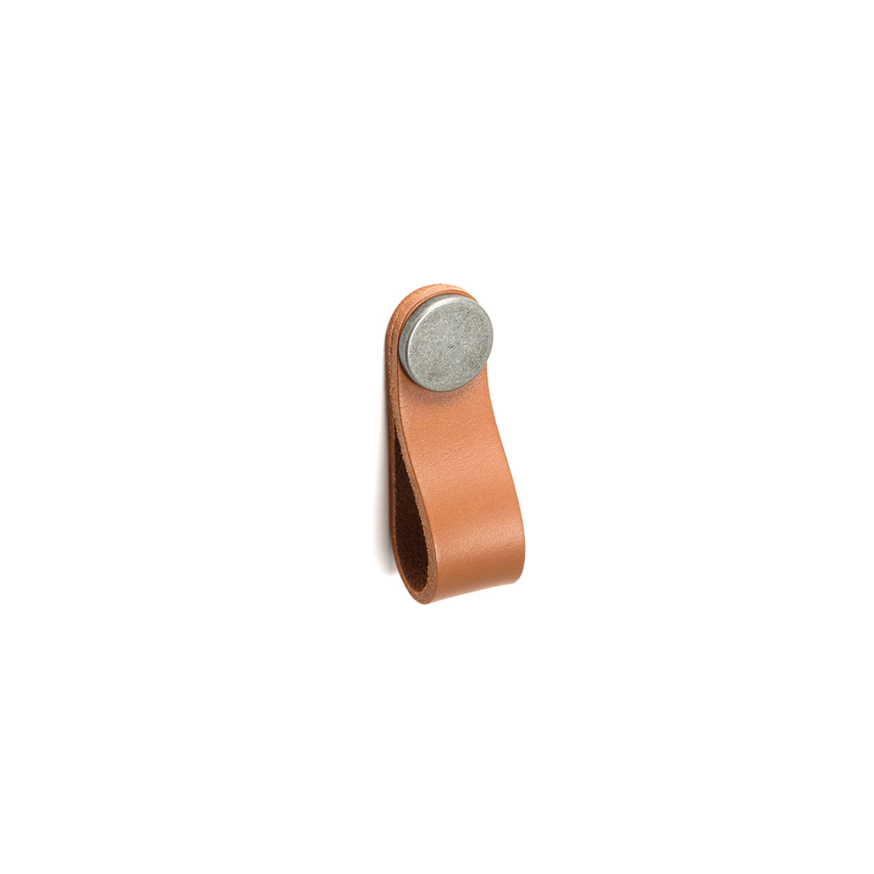 Momo FLEXA leather pull handle with metal accents, designed for furniture or cabinets, in a sleek, modern style.