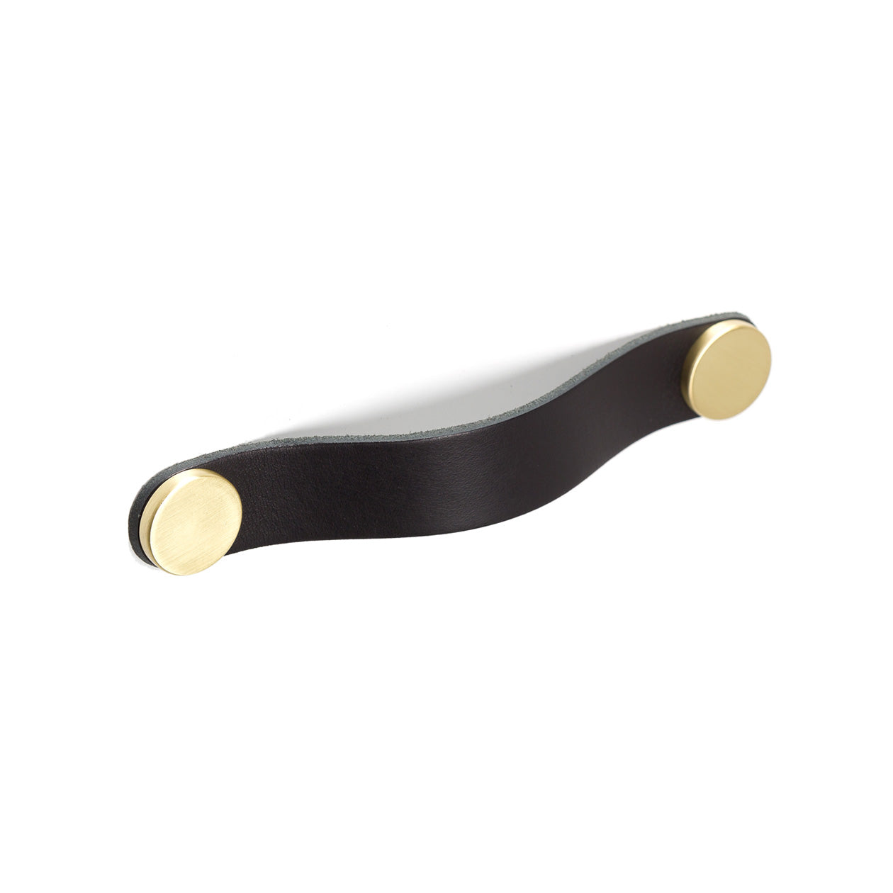 Momo FLEXA leather cabinet pull handle in black and blue, featuring sleek design and ergonomic grip for modern furniture.