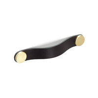 Momo FLEXA leather cabinet pull handle in black and blue, featuring sleek design and ergonomic grip for modern furniture.
