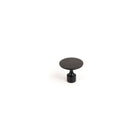 Momo FLOID cabinet knob in black, modern round design, mounted on a wooden cabinet door for stylish storage access.