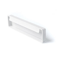 Momo FOLD flush pull handle in white finish, showing sleek modern design and smooth surface for cabinetry or furniture.
