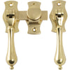 French Door Fastener Teardrop Polished Brass Backplate H54xW29mm P31mm in Polished Brass