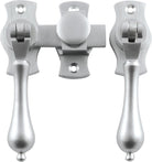 French Door Fastener Teardrop Satin Chrome Backplate H54xW29mm P31mm in Satin Chrome