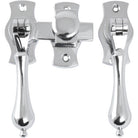 French Door Fastener Teardrop Chrome Plated Backplate H54xW29mm P31mm in Chrome Plated