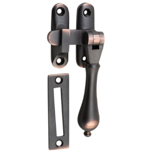 Casement Fastener Teardrop Long Throw Antique Copper W50xP30mm Drop 95mm in Antique Copper