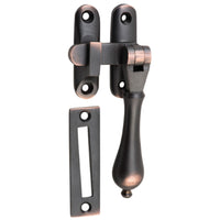 Casement Fastener Teardrop Long Throw Antique Copper W50xP30mm Drop 95mm in Antique Copper