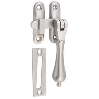 Casement Fastener Teardrop Long Throw Satin Chrome W50xP30mm Drop 95mm in Satin Chrome