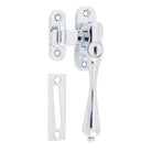 Casement Fastener Locking Teardrop Right Hand Chrome Plated W28xP34mm Drop 115mm in Chrome Plated