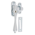 Casement Fastener Locking Teardrop Left Hand Satin Chrome W28xP34mm Drop 115mm in Satin Chrome
