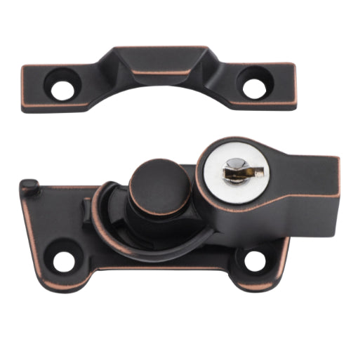 Sash Fastener Locking Wide Base Zinc Alloy Antique Copper L64xW38xH30mm in Antique Copper