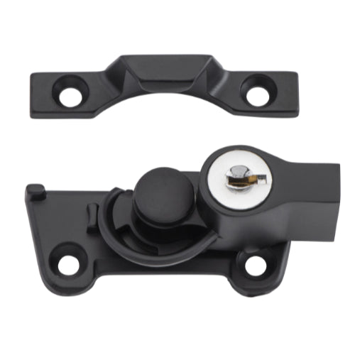Sash Fastener Locking Wide Base Zinc Alloy Matt Black L64xW38xH30mm in Matt Black