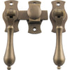 French Door Fastener Teardrop Antique Brass Backplate H54xW29mm P31mm in Antique Brass