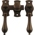 French Door Fastener Teardrop Antique Brass Backplate H54xW29mm P31mm in Antique Brass