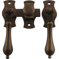French Door Fastener Teardrop Antique Brass Backplate H54xW29mm P31mm in Antique Brass