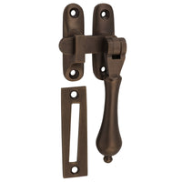 Casement Fastener Teardrop Long Throw Antique Brass W50xP30mm Drop 95mm in Antique Brass
