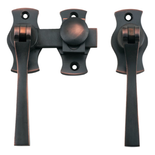 French Door Fastener Square Antique Copper Backplate H54xW29mm P31mm in Antique Copper