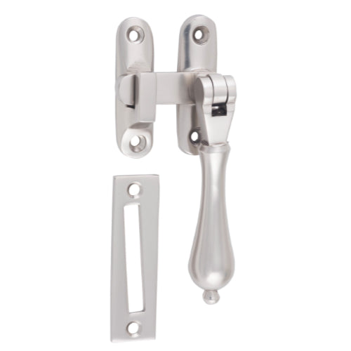 Casement Fastener Teardrop Long Throw Satin Nickel W50xP30mm Drop 95mm in Satin Nickel