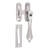 Casement Fastener Teardrop Long Throw Satin Nickel W50xP30mm Drop 95mm in Satin Nickel
