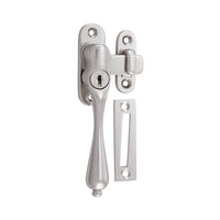 Casement Fastener Locking Teardrop Left Hand Satin Nickel W28xP34mm Drop 115mm in Satin Nickel