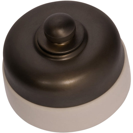 Fan Controller Ivory Porcelain Base Antique Brass D60xP48mm in Antique Brass/ Ivory