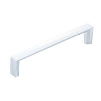Momo Dallas D Cabinet Pull Handle in a sleek finish, mounted on a cabinet with the handle prominently displayed.