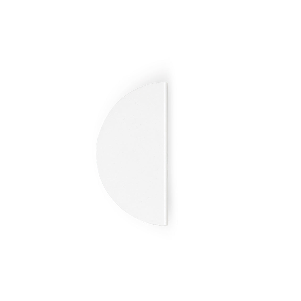 White Momo SOLA Half Round Lip Pull handle mounted on furniture, showcasing sleek modern design and smooth finish.