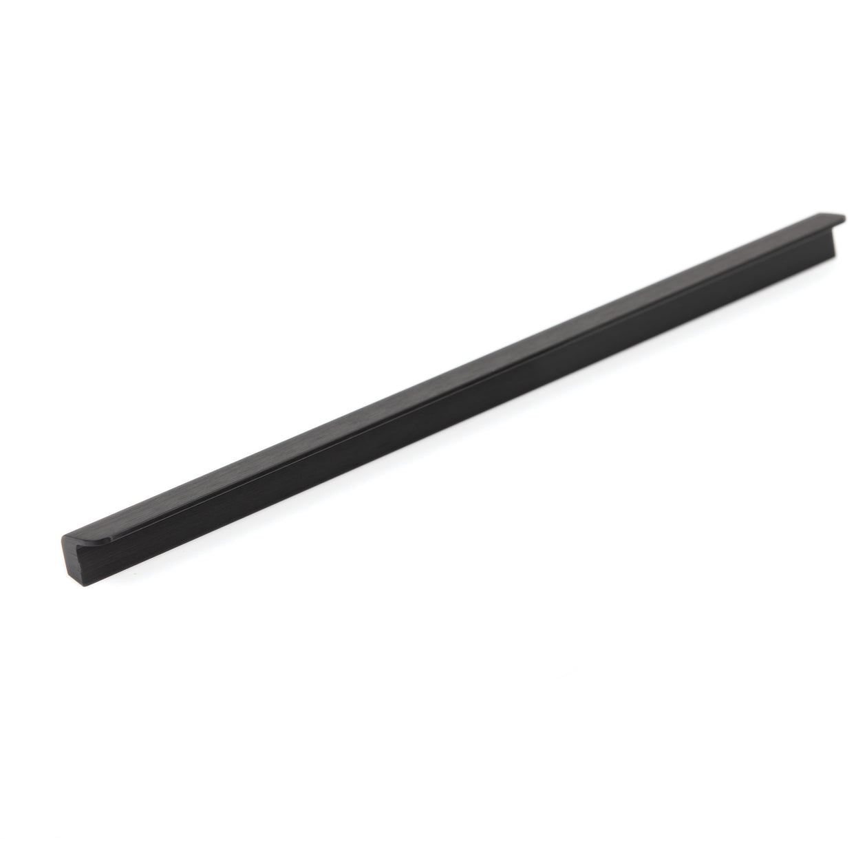 Momo FLAPP cabinet pull handle in black finish, with a sleek, modern design for kitchen or furniture cabinetry.