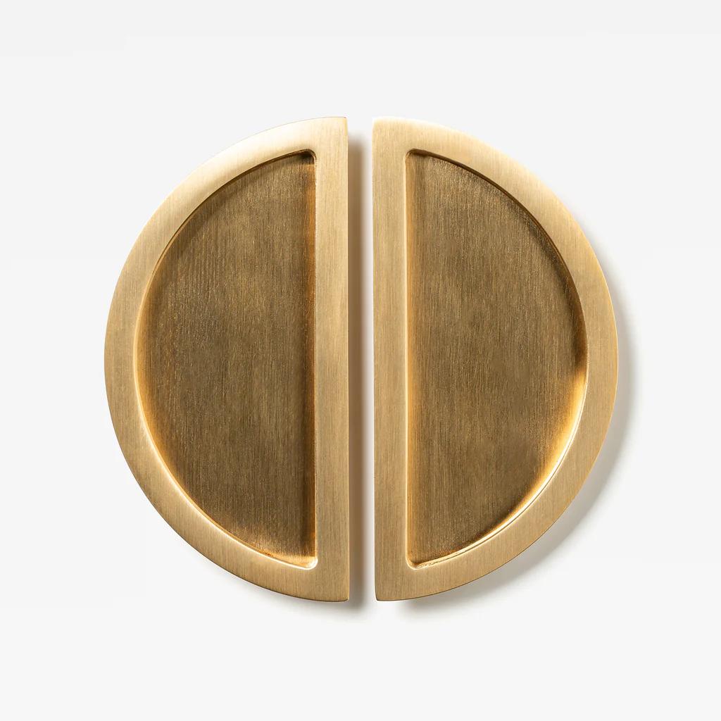 Luna Flush Pull Live Brass 150mm Set in Live Brass