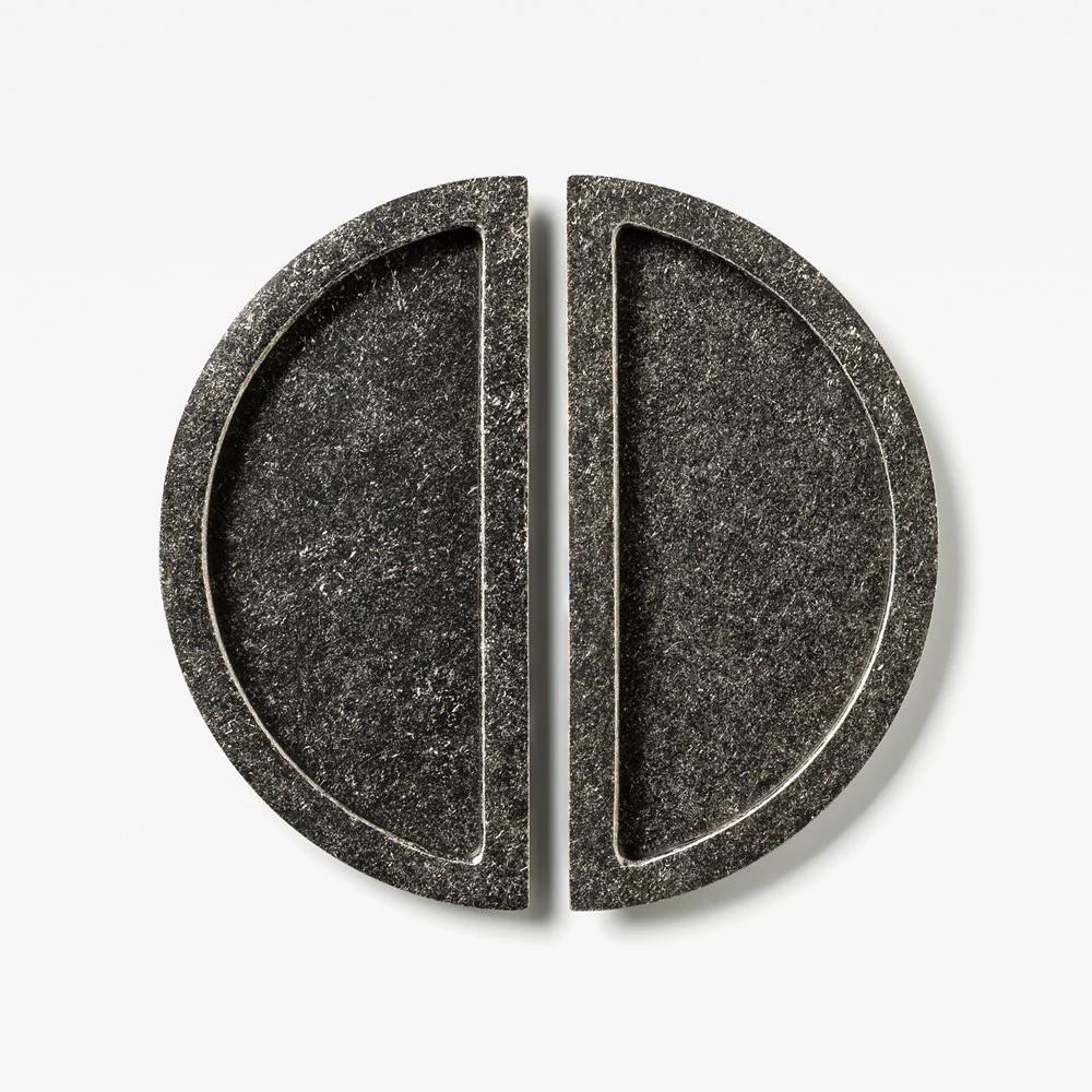 Luna Flush Pull Tumbled Nickel 150mm Set in Tumbled Nickel