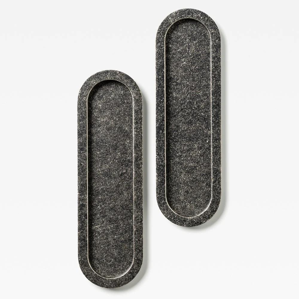 Oval Flush Pull Tumbled Nickel (mid-late 2025) 220mm Set in Tumbled Nickel