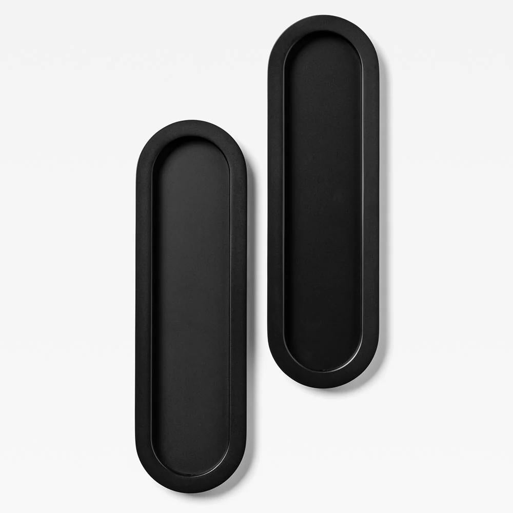 Oval Flush Pull Black 220mm Set in Black