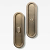 Oval Flush Pull Privacy Aged Brass (mid-late 2025) 220mm Set in Aged Brass