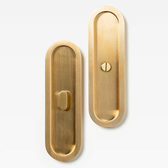 Oval Flush Pull Privacy Live Brass (mid-late 2025) 220mm Set in Live Brass