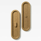 Oval Flush Pull Privacy Tumbled Brass 220mm Set in Tumbled Brass