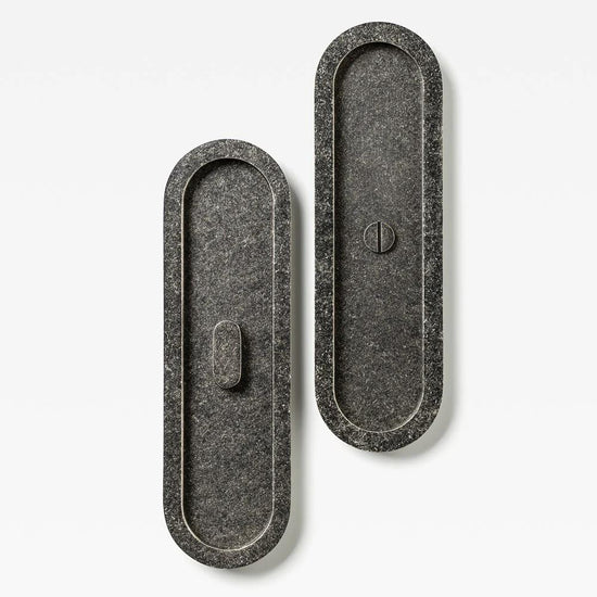 Oval Flush Pull Privacy Tumbled Nickel (mid-late 2025) 220mm Set in Tumbled Nickel